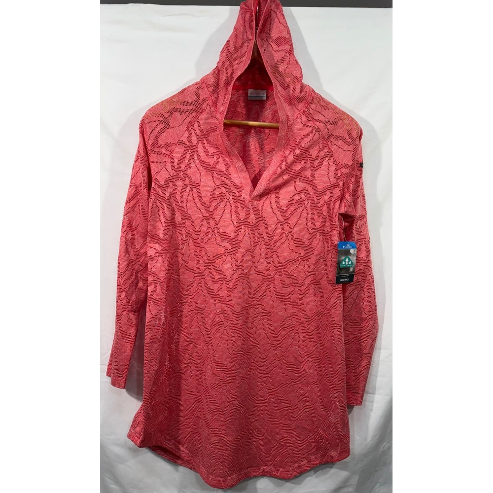 Columbia Health Bay EXS Swim Cover Up Hoodie Pink Omni-Wick XL Womens S